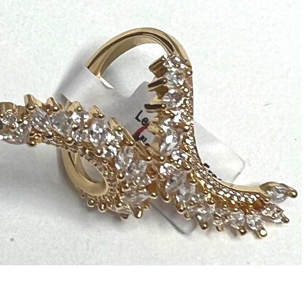 Ring Gold Tone Marquise Cubic Zirconia Statement Bypass Style New